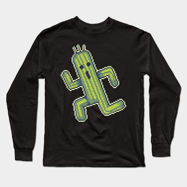 Cactuar Pixel Art Long Sleeve T-Shirt by Quintino Pixels